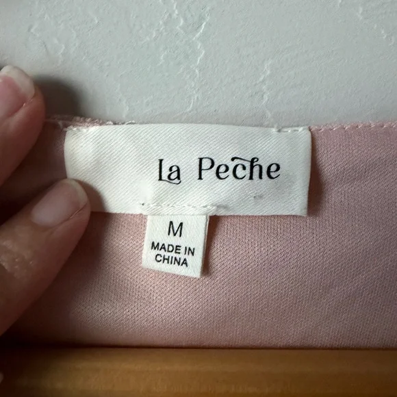 NWT La Peche Baby Pink Lace Ruffle Blouse Front Tie Top Fairycore Coquette - Picture 2 of 6